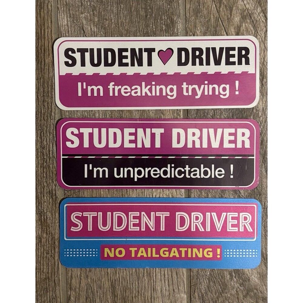 Student Driver Car Magnets 3-Pack Im Freaking Trying, No Tailgating I’m Unpredic